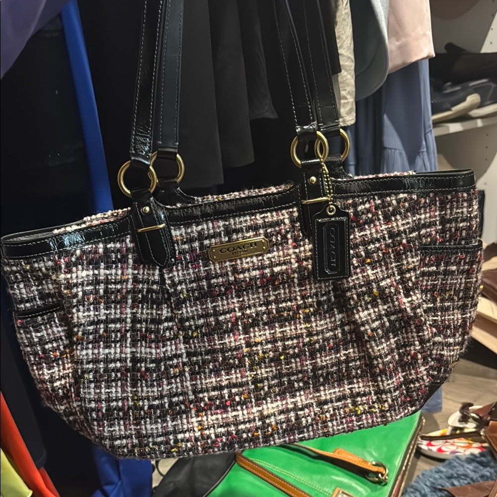 Coach Multicolor Tweed Tote Bag